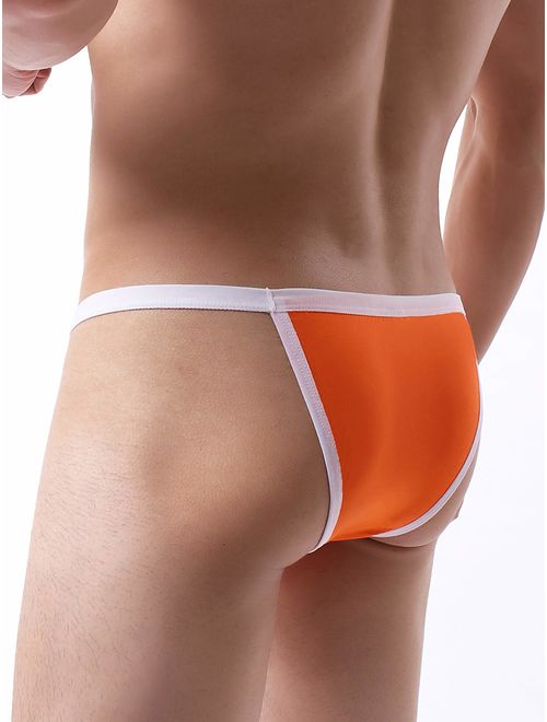 iKingsky Men's High-Leg Opening Modal Bikini Underwear Sexy Low Rise Brazilian Cut Bulge Underwear