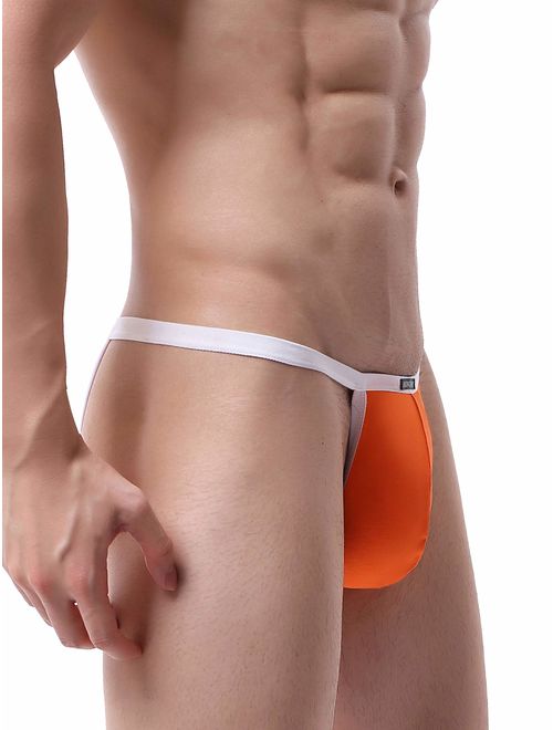 iKingsky Men's High-Leg Opening Modal Bikini Underwear Sexy Low Rise Brazilian Cut Bulge Underwear