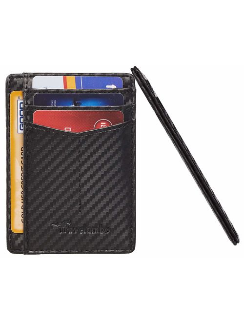 Travelambo RFID Front Pocket Minimalist Leather Slim Wallet Small Size