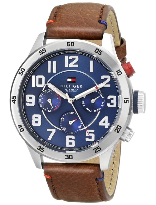 Tommy Hilfiger Men's 1791066 Stainless Steel Watch with Brown Leather Band