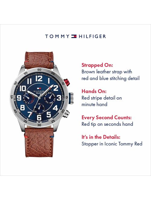 Tommy Hilfiger Men's 1791066 Stainless Steel Watch with Brown Leather Band