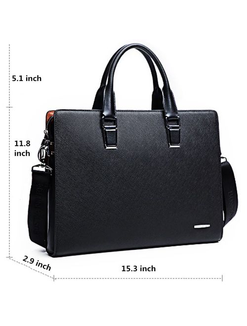 BOSTANTEN Formal Leather Briefcase Shoulder Laptop Business Bag for Men & Women