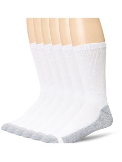 Men's 6 Pack Cushion Crew Socks, White, 2 Pack (12 Pairs), Size 6-12