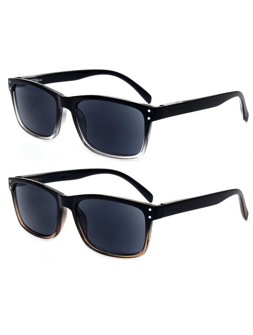 2 Pack Unisex Classic Style Sunglasses Readers - Comfortable Simple Stylish Readers