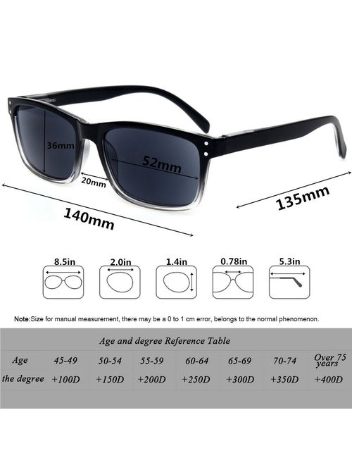 2 Pack Unisex Classic Style Sunglasses Readers - Comfortable Simple Stylish Readers