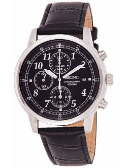 Men's SNDC33 Classic Black Leather Black Chronograph Dial Watch