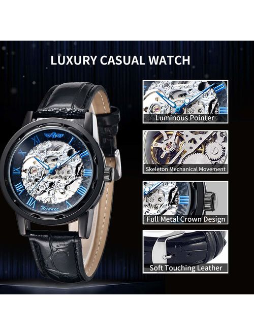 Gute Classic Steampunk Bling Automatic Mechanical Wristwatch See Through Skeleton Automatic Unisex Watch