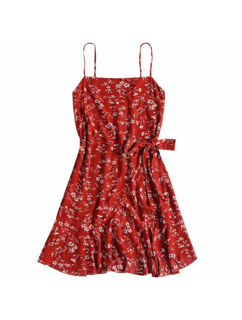 ZAFUL Women's Mini Dress Spaghetti Straps Sleeveless Boho Beach Dress