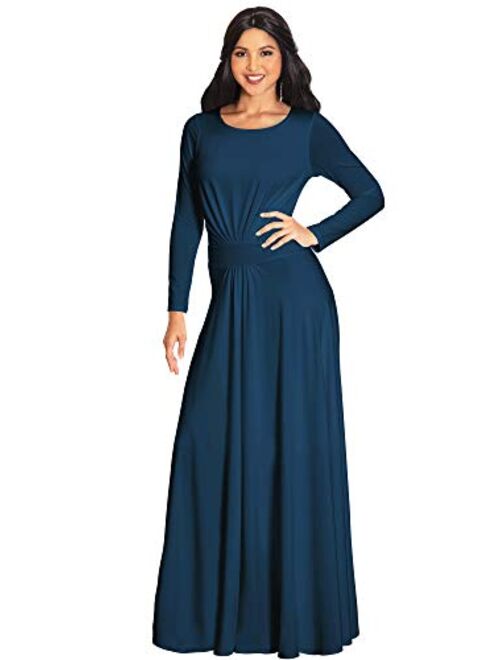 KOH KOH Sleeve Flowy Empire Waist Fall Winter Party Gown