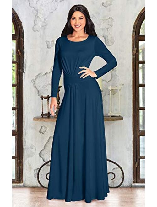KOH KOH Sleeve Flowy Empire Waist Fall Winter Party Gown