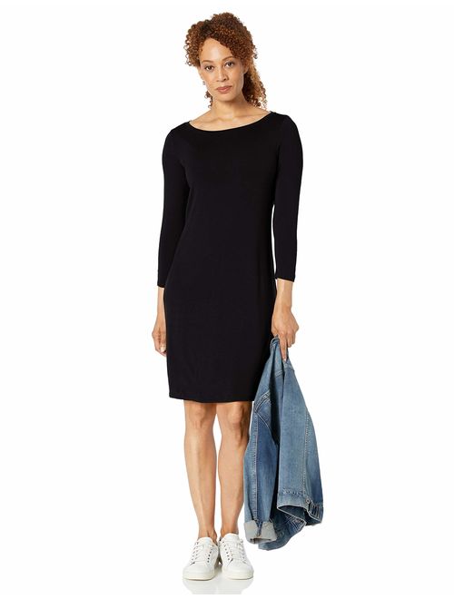 Amazon Brand - Daily Ritual Women's Jersey 3/4-Sleeve Bateau-Neck T-Shirt Dress