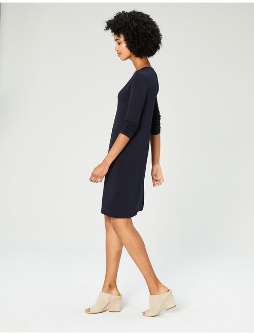 Amazon Brand - Daily Ritual Women's Jersey 3/4-Sleeve Scoop-Neck T-Shirt Dress