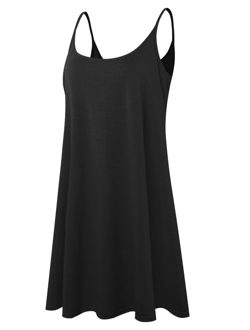 7th Element Plus Size Women's Casual Spaghetti Loose Swing Slip Summer Dress Sundress