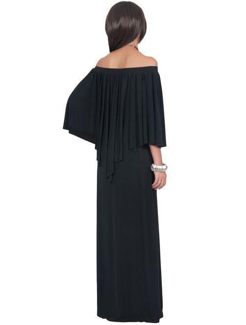 KOH KOH Womens Strapless Shoulderless Flattering Cocktail Gown Maxi Dress