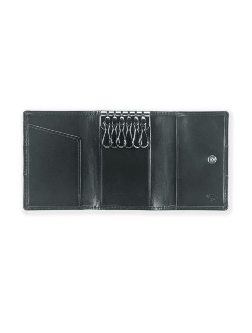 Ikepod Tri-fold Key Wallet/Holder [Full-grain Leather] 6 Hooks & 2 Card Slot