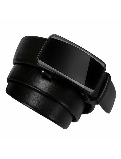 ITIEZY Men's Belt Genuine Leather Ratchet Dress Belt Black with Automatic Buckle Sliding Belt for Men in Gift Box
