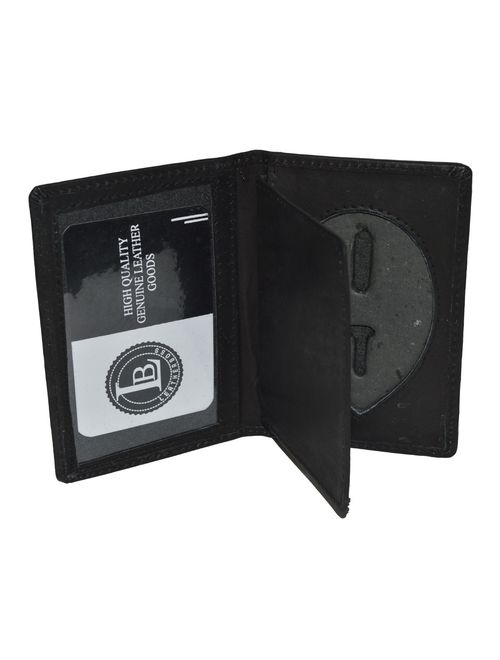 LeatherBoss Police Shield Shape Badge Holder Bifold Wallet