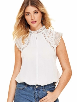 Guipure Lace Yoke Fitted Top