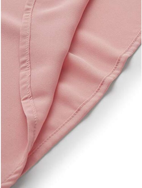 Romwe Women's Solid Elegant Bow Tie Neck Long Sleeve Work Office Blouse Top