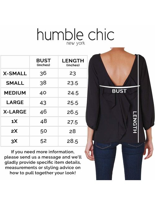 Humble Chic Bow Back Blouse - Long Sleeve Chiffon Top Backless Tunic Shirt for Women