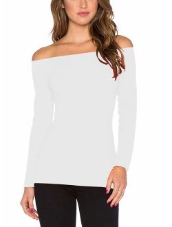 Mippo Women's Long Sleeve 3/4 Sleeve Off The Shoulder Cold Shoulder Blouse Tops Shirt