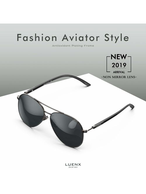 LUENX Aviator Sunglasses for Men Women-Polarized Driving UV 400 Protection with Case