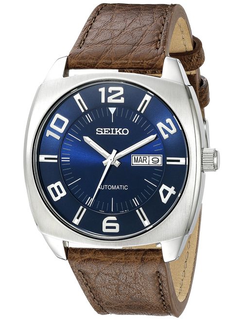 Seiko Men's SNKN37 Stainless Steel Automatic Self-Wind Watch with Brown Leather Band