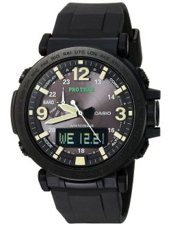 Men's Pro Trek Quartz Watch with Silicone Strap, Black, 30.5 (Model: PRG-600Y-1CR)