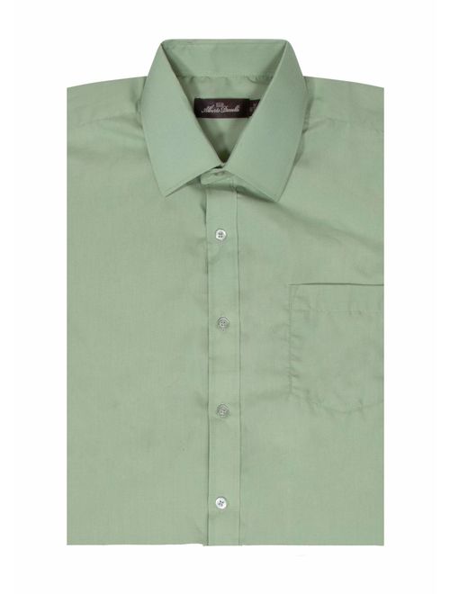 Alberto Danelli Men's Short Sleeve Button Down Cotton Blend Dress Shirt