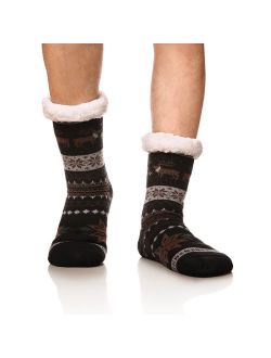 Men's Winter Thermal Fleece Lining Knit Slipper Socks Christmas Non Slip Socks
