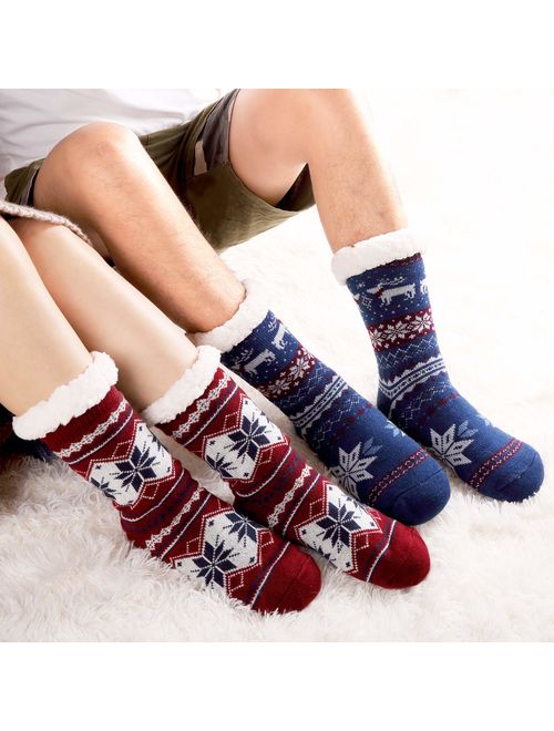 MEN'S LUXURY WARM FLEECY LINED CHRISTMAS KNITTED MULE & BOOTEE NOVELTY SLIPPERS