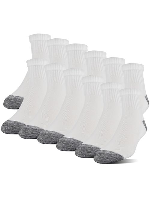 Buy Gildan Men's Polyester Half Cushion Ankle Socks, 12Pack online