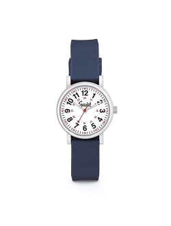 Women's Scrub Petite Watch for Medical Professionals - Easy to Read Small Face, Luminous Hands, Silicone Band, Second Hand, Military Time for Nurses, Doctors,Stud