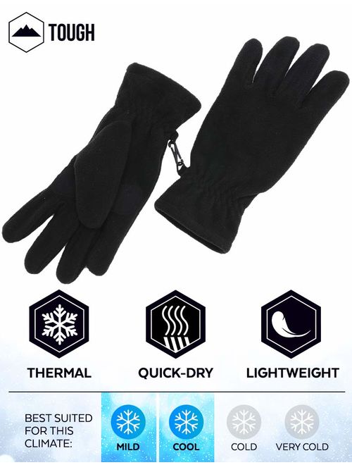 Winter Fleece Touchscreen Gloves for Men & Women - Warm & Soft Black Thermal Gloves for Cold Weather