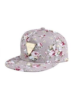Yonala Fashion Floral Snapback Hip-Hop Hat Flat Peaked Baseball Cap for Four Seasons