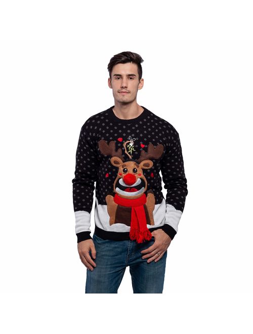 JOYIN Men's Christmas Fuzzy Reindeer Ugly Sweater for Holiday or Birthday Gift