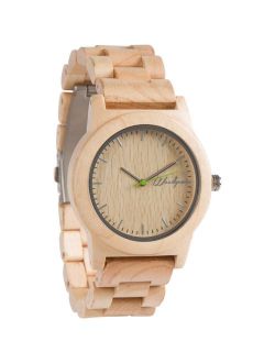 Woodgrain Wooden Watch with Genuine Leather Strap Analog Casual Wood Watches