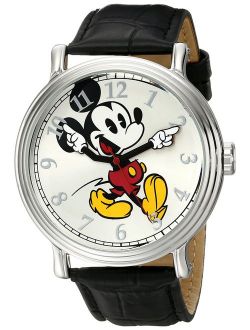 Men's W001868 Mickey Mouse Silver-Tone Watch with Black Band