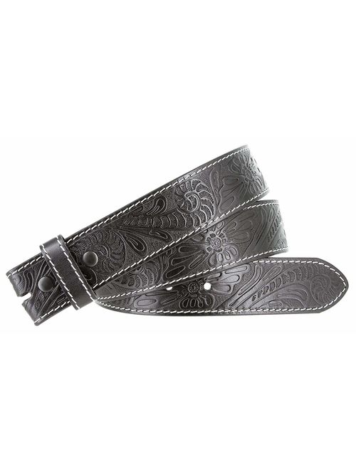 Genuine Full Grain Western Floral Engraved Tooled Leather Belt Strap 1-1/2
