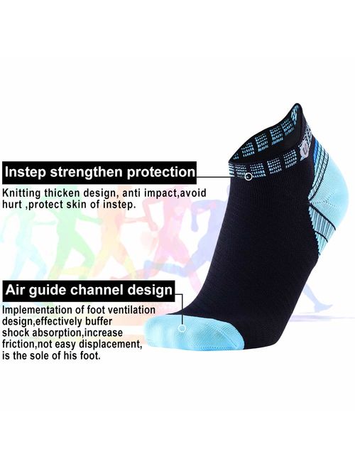 Compression Running Socks Athletic Anti-Blister No Show Low Cut Ankle for Men and Women Moisture Wicking