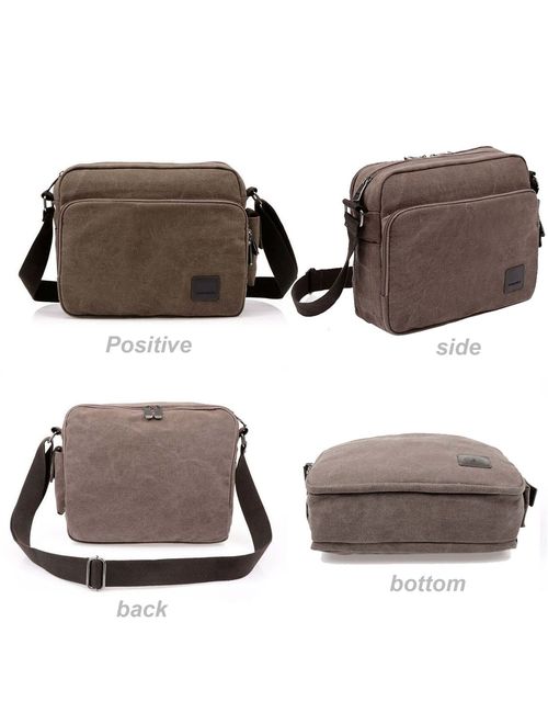 Topfox Men's Multifunctional Canvas Messenger Handbag Outdoor Sports Over Shoulder Crossbody Side Bag