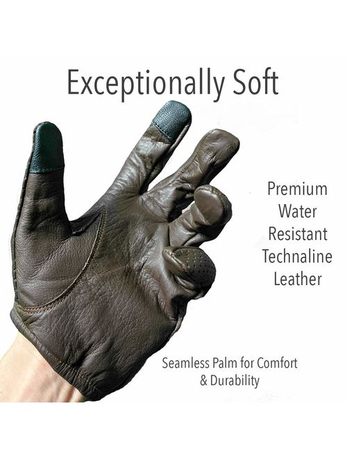 Hugger Breathable Full-Finger Touchscreen Durable Leather Gloves - Driving, Motorcycle, Riding, Patrol, Shooting