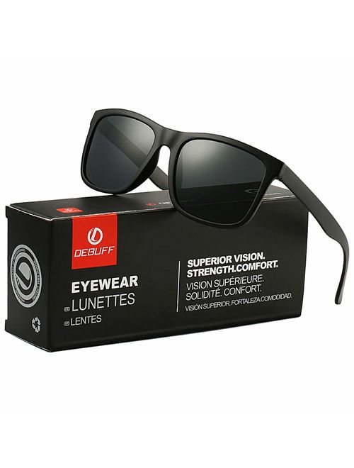 DeBuff Unisex Polarized Sunglasses Classic Retro Sun Glasses, Unbreakable TR90 Frame