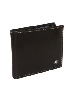 Men's Leather Slim Billfold Wallet, Dark Black, One Size