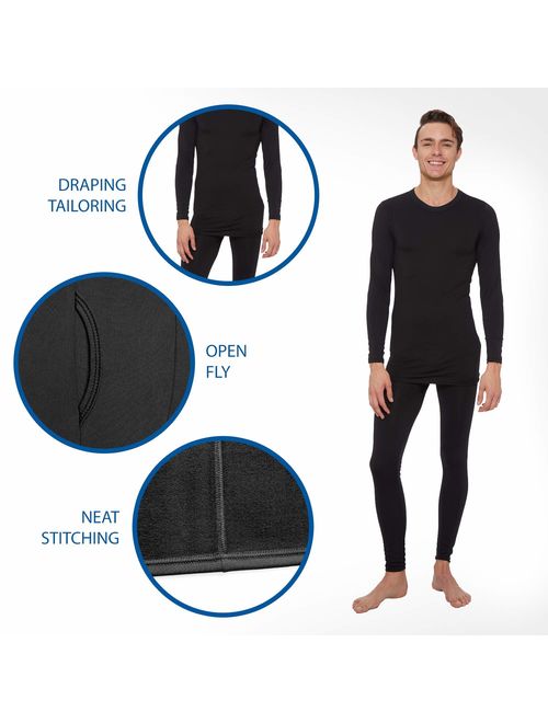 ROCKY Thermal Underwear for Men Fleece Lined Thermals Mens Base Layer Long John Set Navy