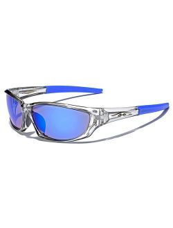 X-Loop Men's Frosted Clear Frame Colorful Wrap Around Baseball Cycling Running Sports Sunglasses