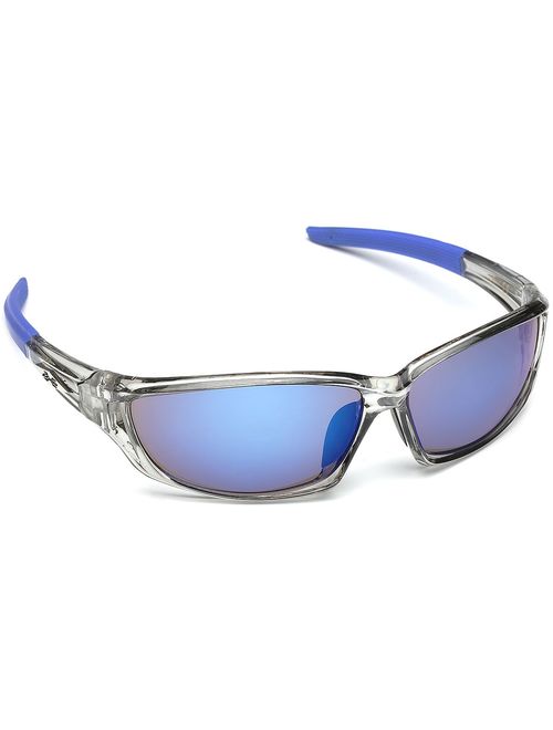 X-Loop Men's Frosted Clear Frame Colorful Wrap Around Baseball Cycling Running Sports Sunglasses