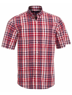 Double Pump Short Sleeve Shirts for Men 100% Cotton Regular Fit Short Sleeve Button Down Shirts for Men