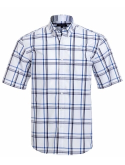 Double Pump Short Sleeve Shirts for Men 100% Cotton Regular Fit Short Sleeve Button Down Shirts for Men