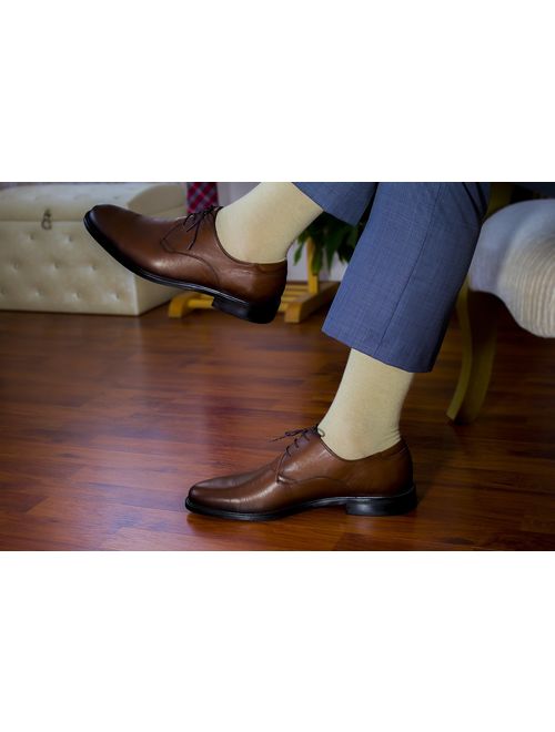 Hugh Ugoli Men's Bamboo Dress Socks Seamless Toe Business Crew Men Thin Socks, 4 Pairs, Shoe Size: 8-12